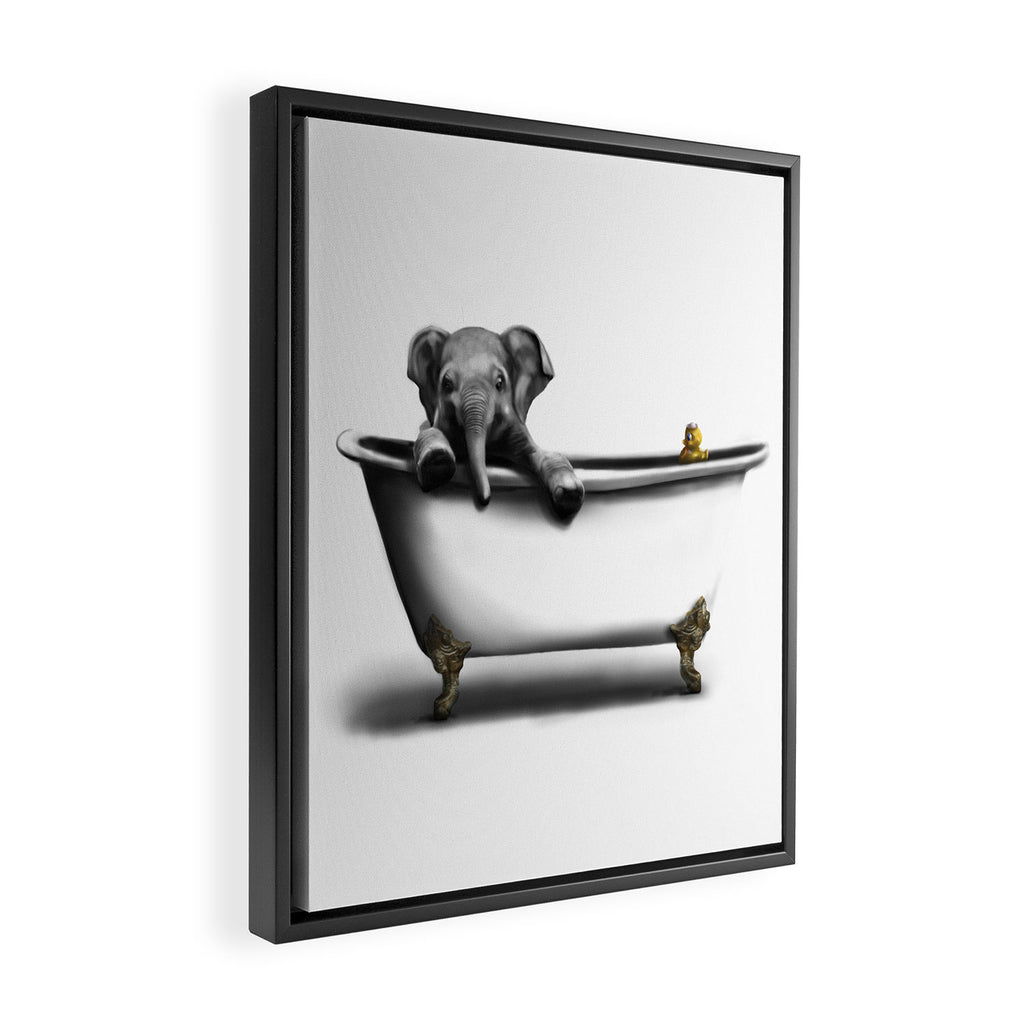 Elephant in Bath Framed Canvas Print Gallery Image 2
