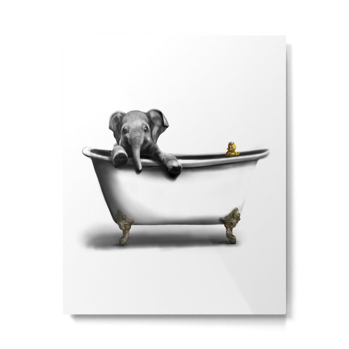 Elephant in Bath Metal Print Gallery Image 1