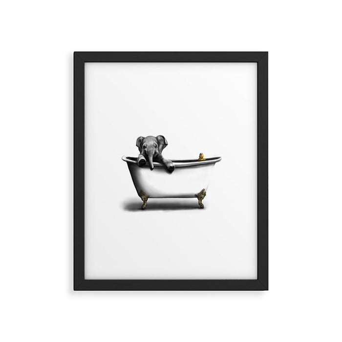 Elephant in Bath Framed Art Print Gallery Image 1