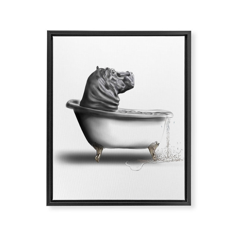 Hippo in Bath Framed Canvas Print Gallery Image 8