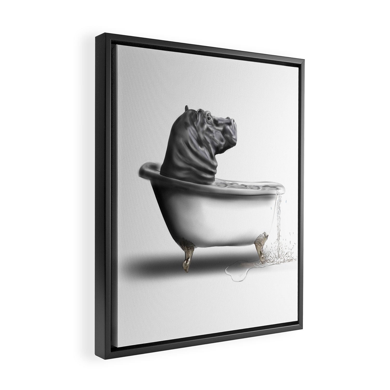 Hippo in Bath Framed Canvas Print Gallery Image 2