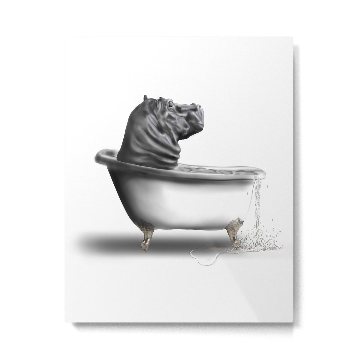 Hippo in Bath Metal Print Gallery Image 6