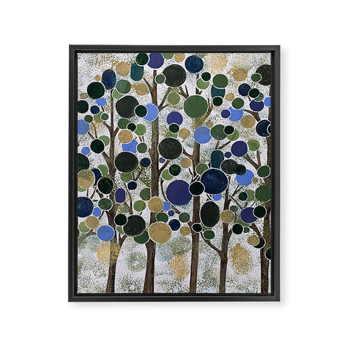 Blue Bubble Trees Framed Canvas Print Gallery Image 1