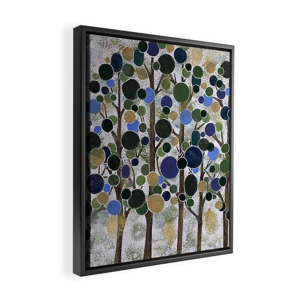 Blue Bubble Trees Framed Canvas Print Gallery Image 2
