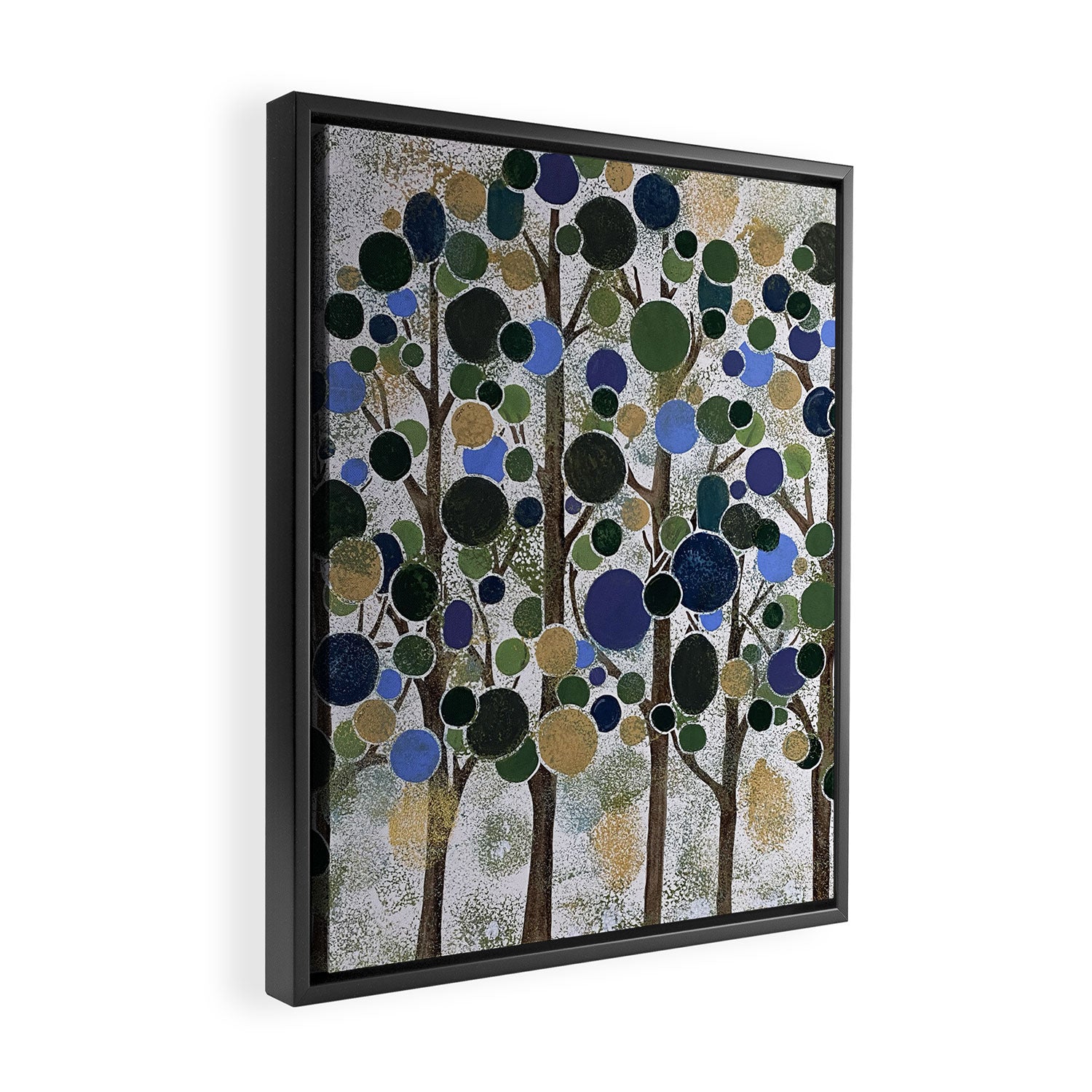 Blue Bubble Trees Framed Canvas Print Gallery Image 2
