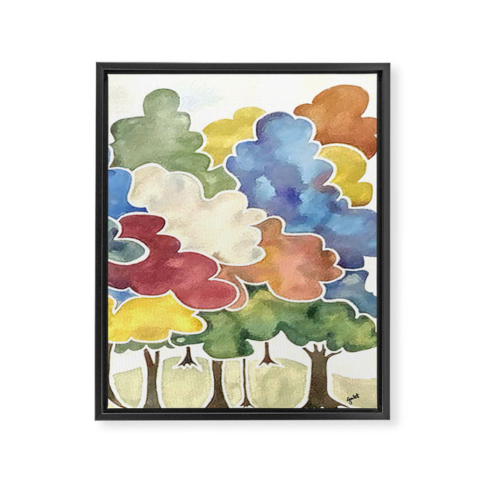 Trees, Long Row Framed Canvas Print Gallery Image 1