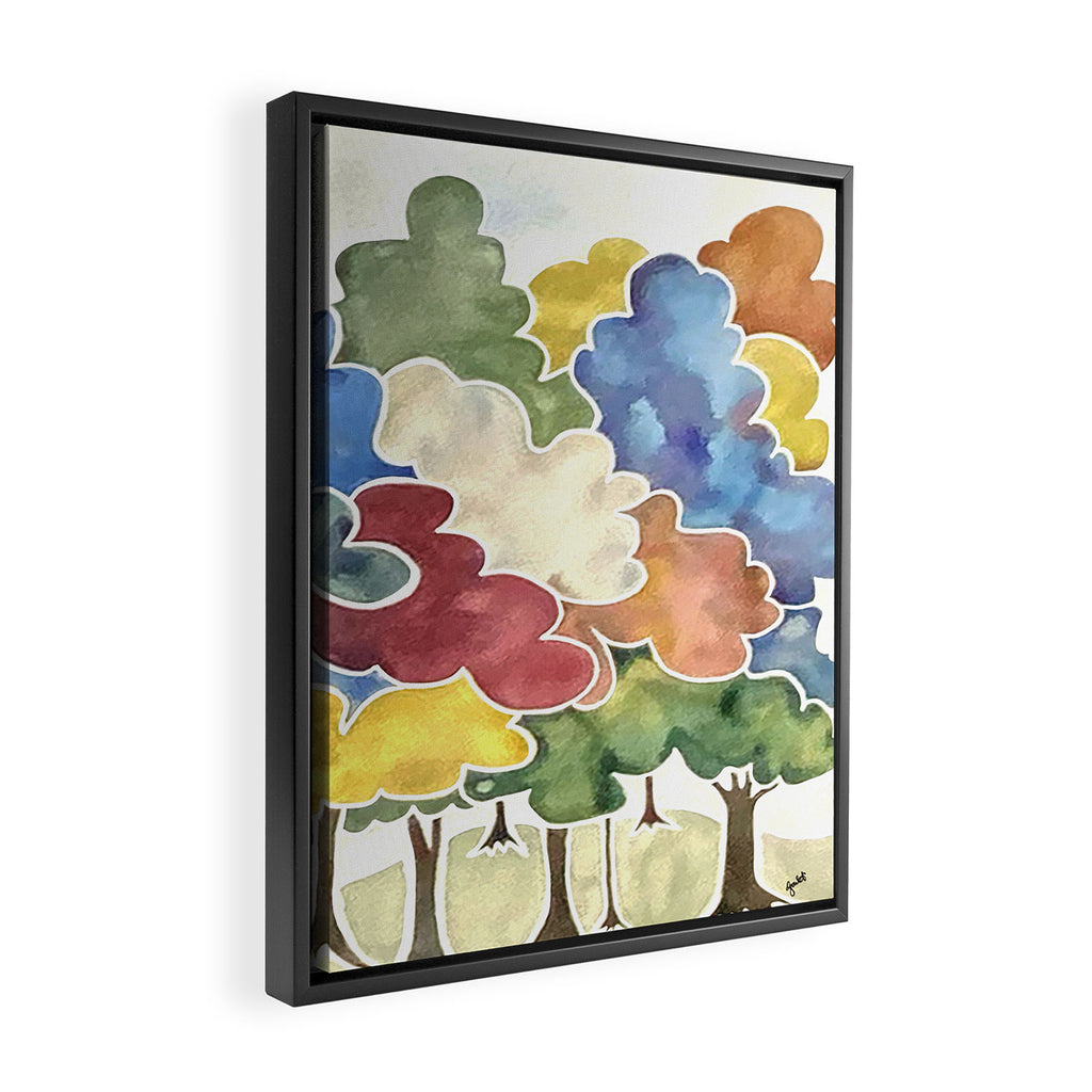 Trees, Long Row Framed Canvas Print Gallery Image 2