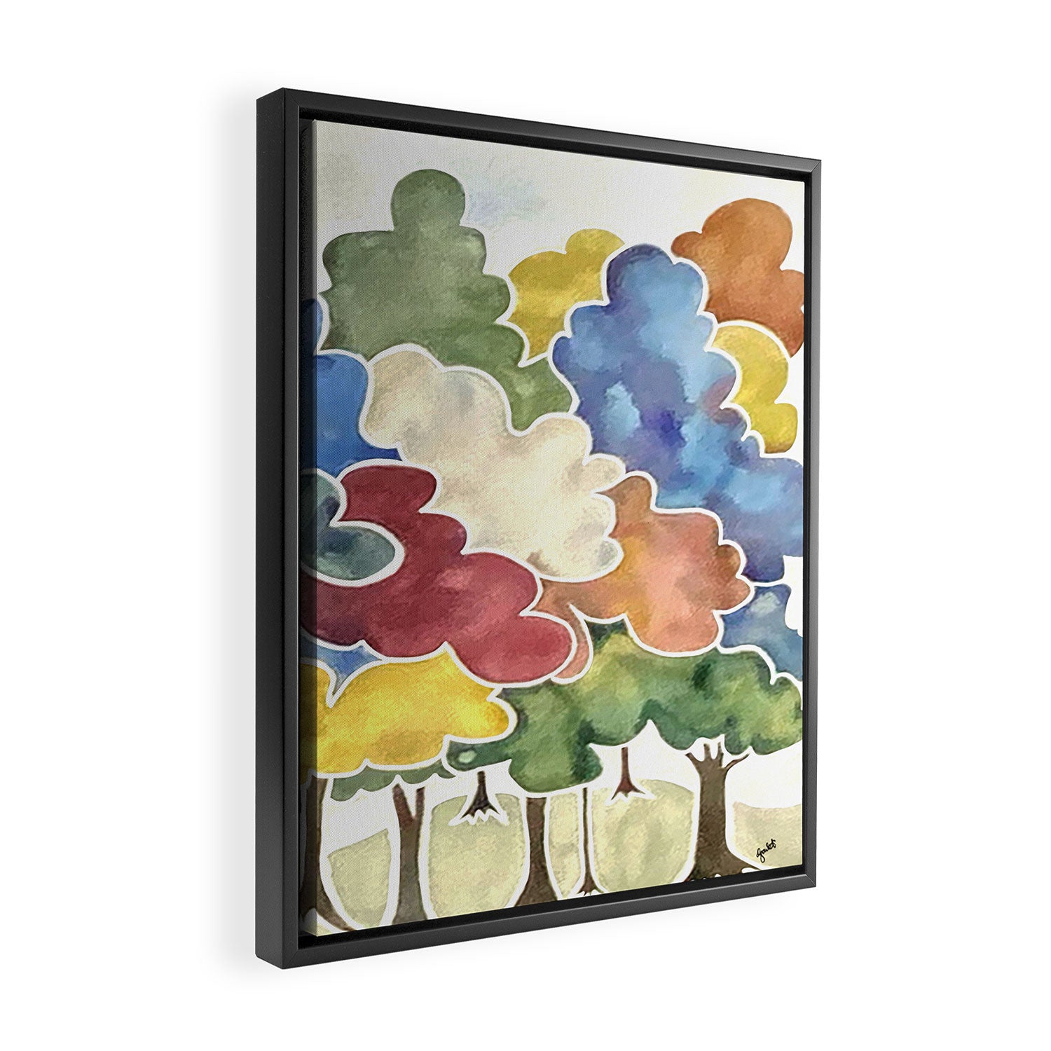 Trees, Long Row Framed Canvas Print Gallery Image 2