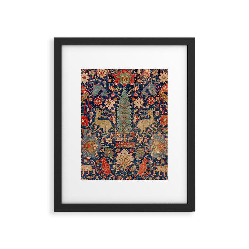 17th Century Persian Rug Print with Animals Framed Art Print Gallery Image 5