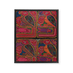 Birds and Fish Vintage Mola Textile Framed Canvas Print Gallery Image 6