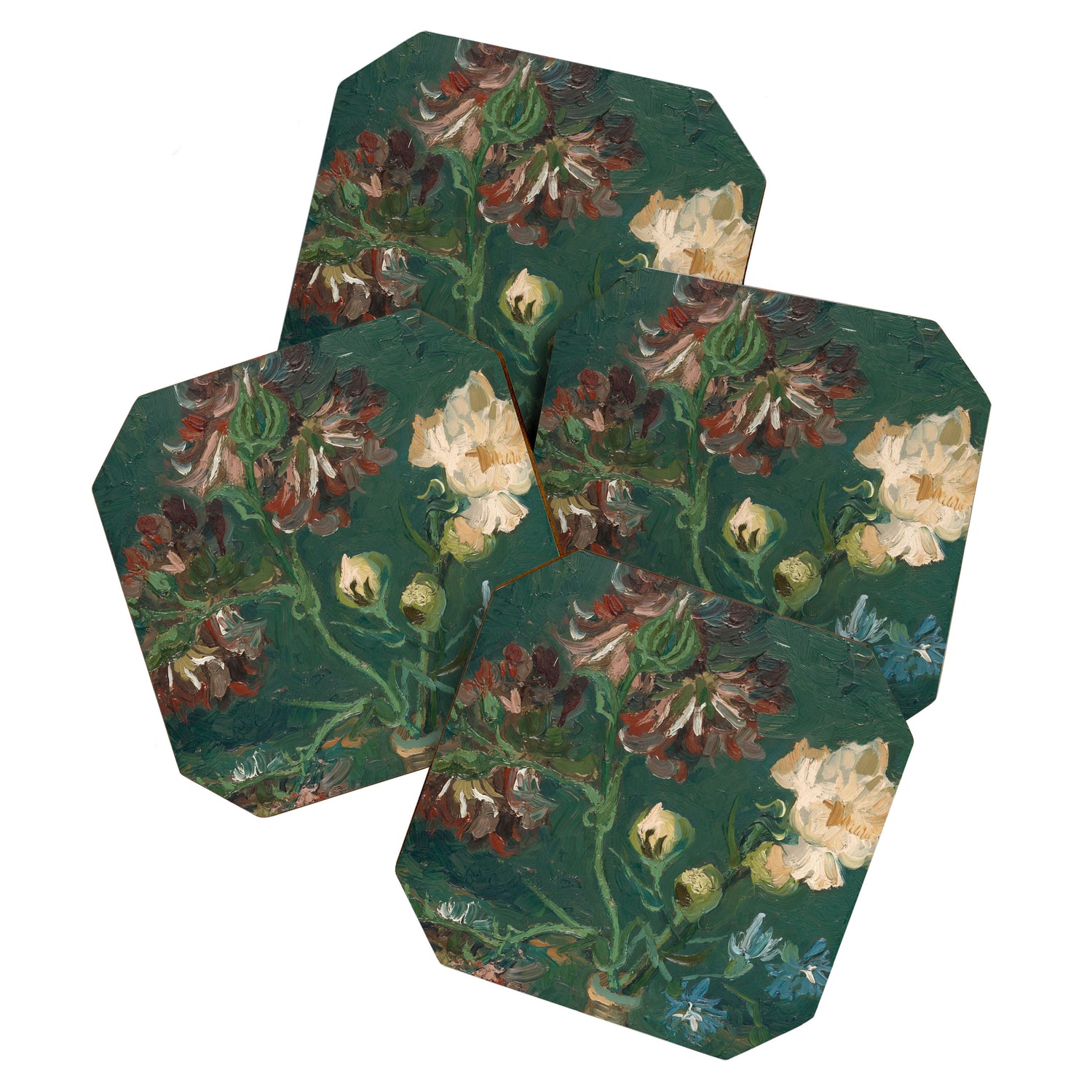 Peonies and Blue Delphiniums by Vincent van Gogh Coaster Gallery Image 1