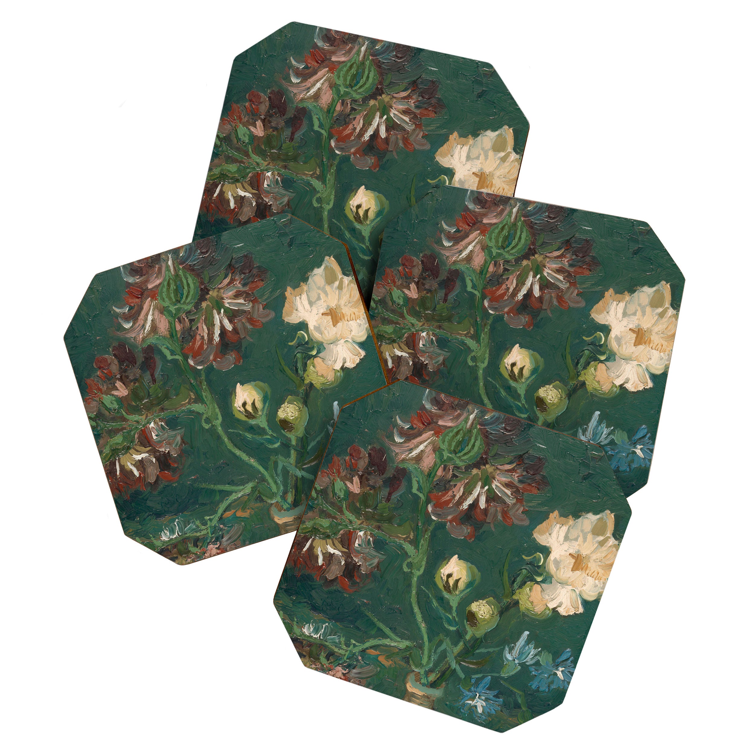 Peonies and Blue Delphiniums by Vincent van Gogh Coaster Gallery Image 1