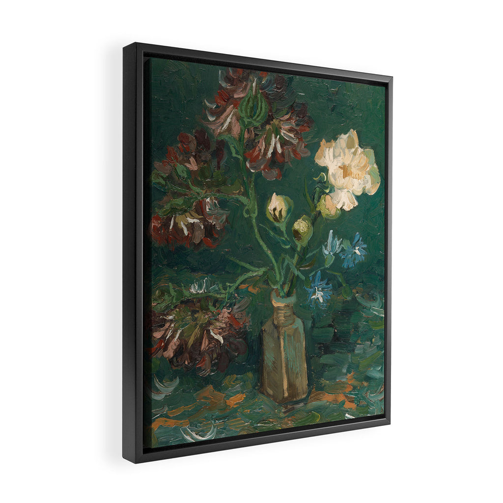 Peonies and Blue Delphiniums by Vincent van Gogh Framed Canvas Print Gallery Image 2