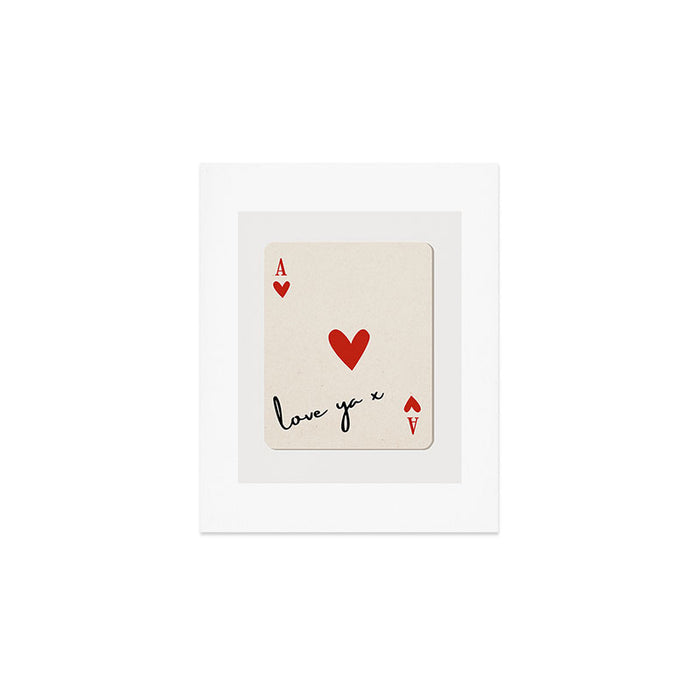 Love Ya Ace of Hearts Playing Card Note Trendy Red and Black Art Print Gallery Image 1