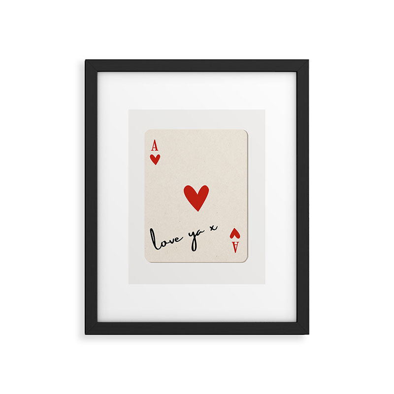 Love Ya Ace of Hearts Playing Card Note Trendy Red and Black Framed Art Print Gallery Image 5