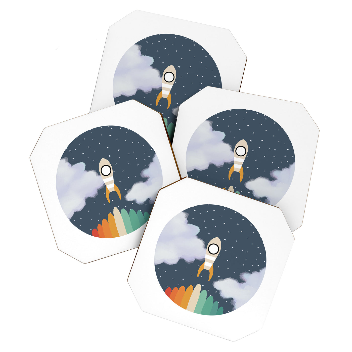 Space Rocket Print, Galaxy Outer Space Pattern Coaster