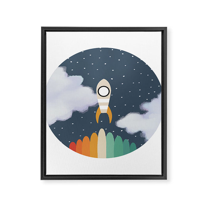 Space Rocket Print, Galaxy Outer Space Pattern Framed Canvas Print Gallery Image 1