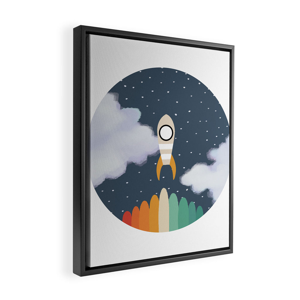 Space Rocket Print, Galaxy Outer Space Pattern Framed Canvas Print Gallery Image 2