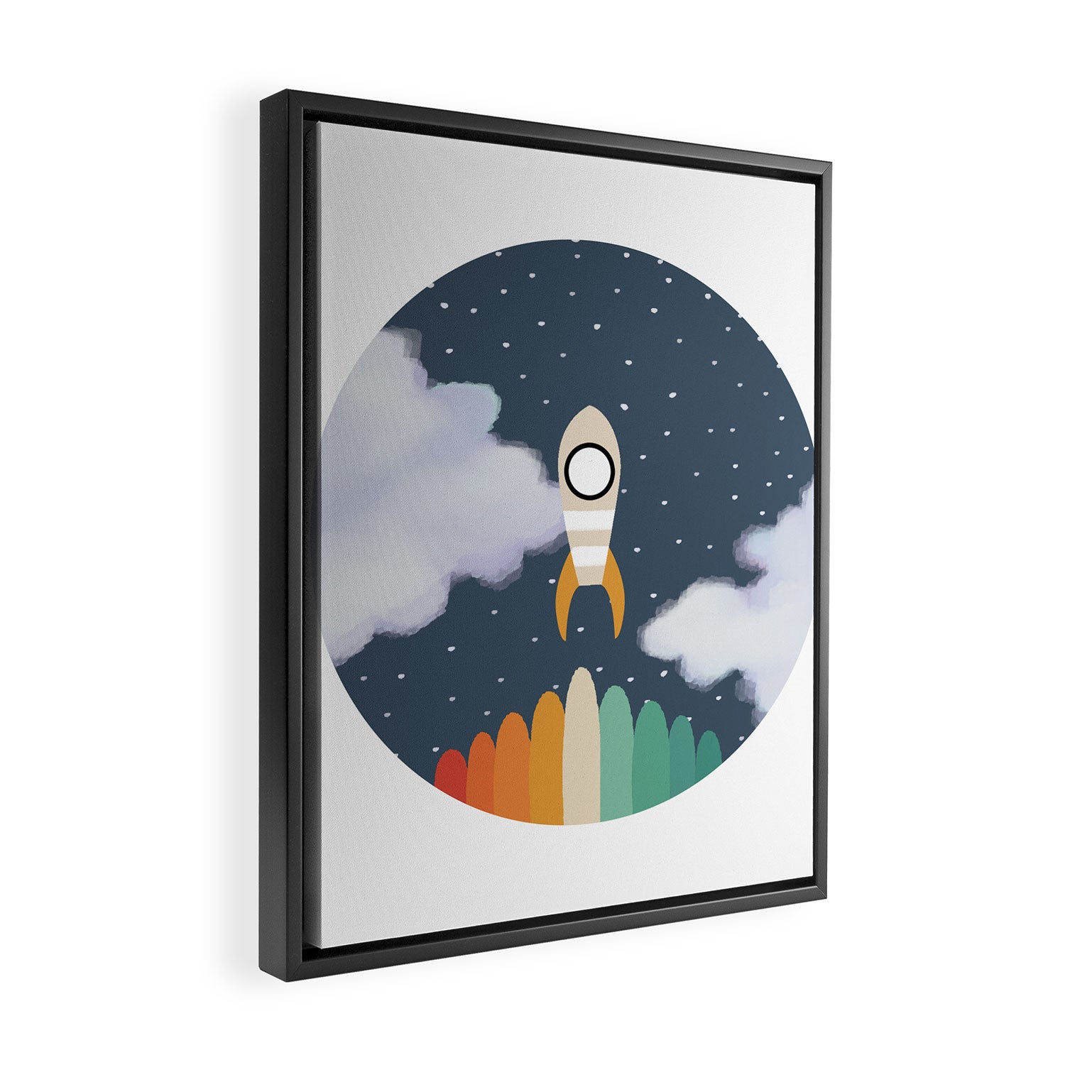 Space Rocket Print, Galaxy Outer Space Pattern Framed Canvas Print Gallery Image 2