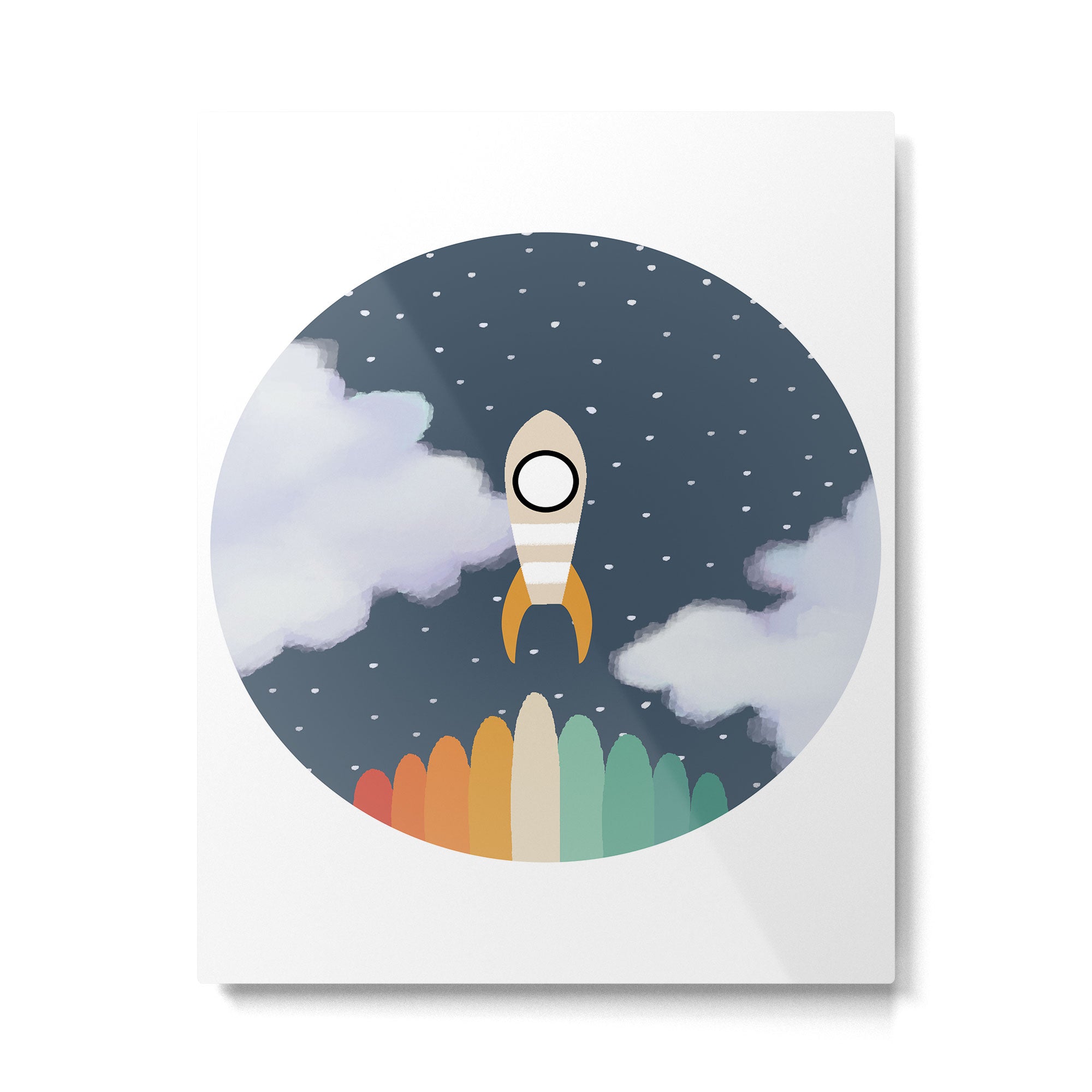 Space Rocket Print, Galaxy Outer Space Pattern Metal Print Gallery Image 6