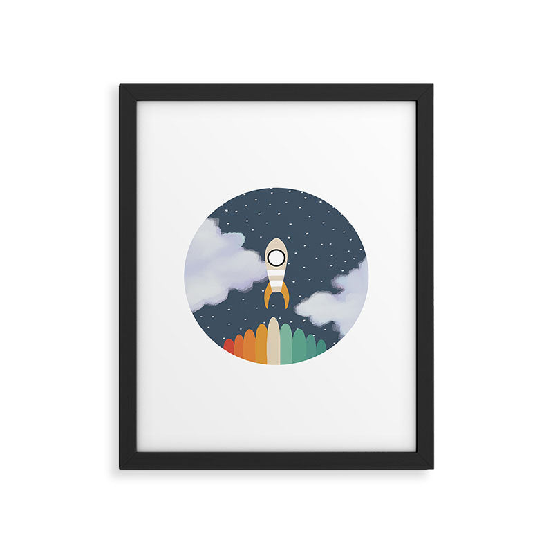 Space Rocket Print, Galaxy Outer Space Pattern Framed Art Print Gallery Image 6