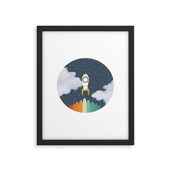 Space Rocket Print, Galaxy Outer Space Pattern Framed Art Print Gallery Image 1