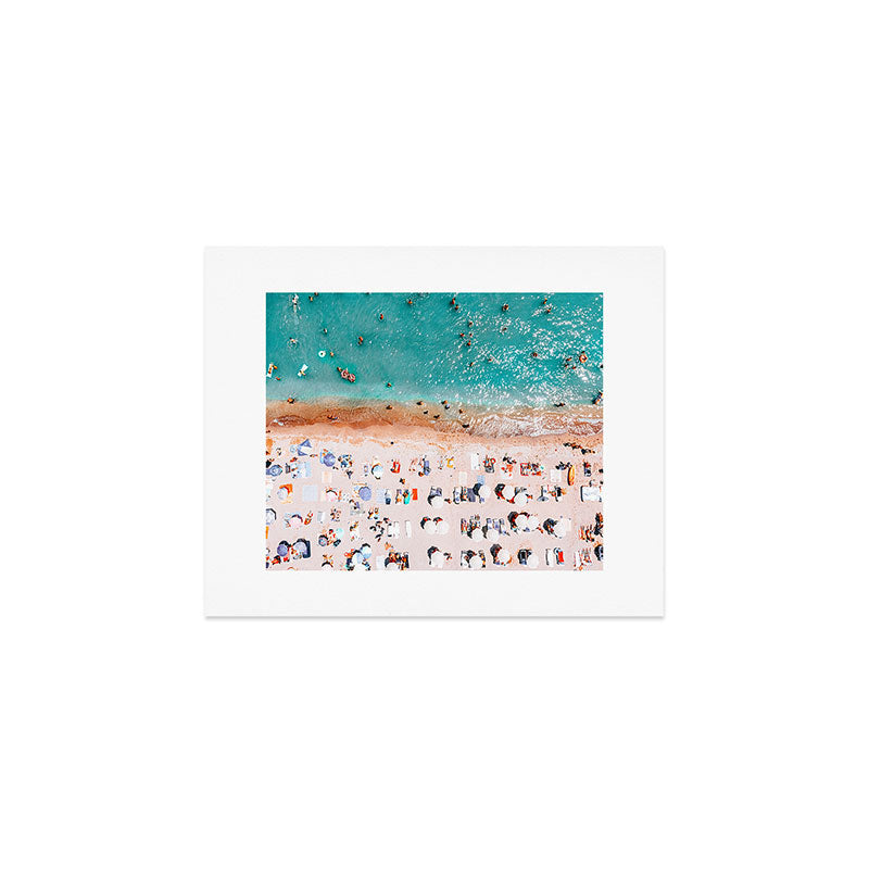 Beach Vibes, Umbrellas Print, Ocean Sea Beach People Print, Aerial Beach Summer Art Print, Aerial Photography, Summer Vibes Coastal Art Art Print Gallery Image 1