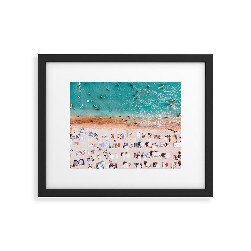 Beach Vibes, Umbrellas Print, Ocean Sea Beach People Print, Aerial Beach Summer Art Print, Aerial Photography, Summer Vibes Coastal Art Framed Art Print Gallery Image 5