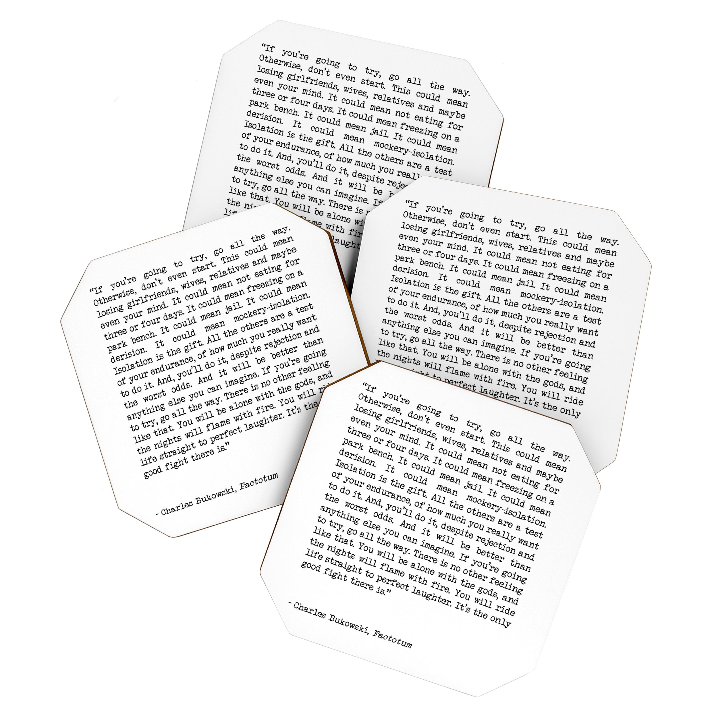 If You're Going To Try, Go All The Way Motivational Life Quote By Charles Bukowski, Factotum Coaster Gallery Image 1