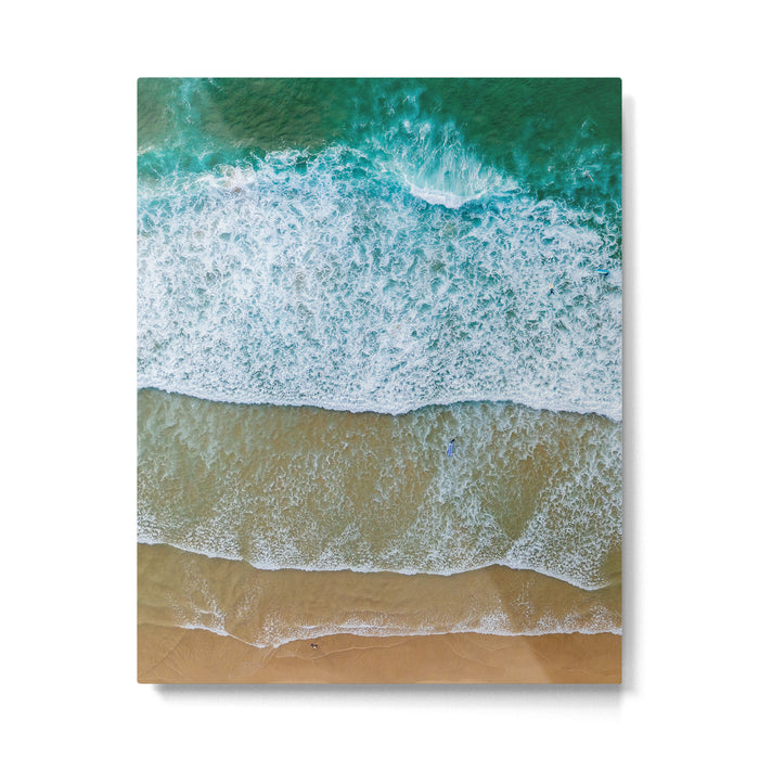 Ocean Waves Crushing On Beach, Drone Photography, Aerial Photo, Ocean And Beach Wall Art Print Decor Metal Print Gallery Image 1