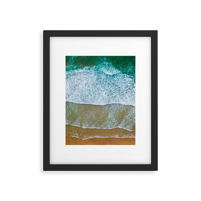 Ocean Waves Crushing On Beach, Drone Photography, Aerial Photo, Ocean And Beach Wall Art Print Decor Framed Art Print Gallery Image 1