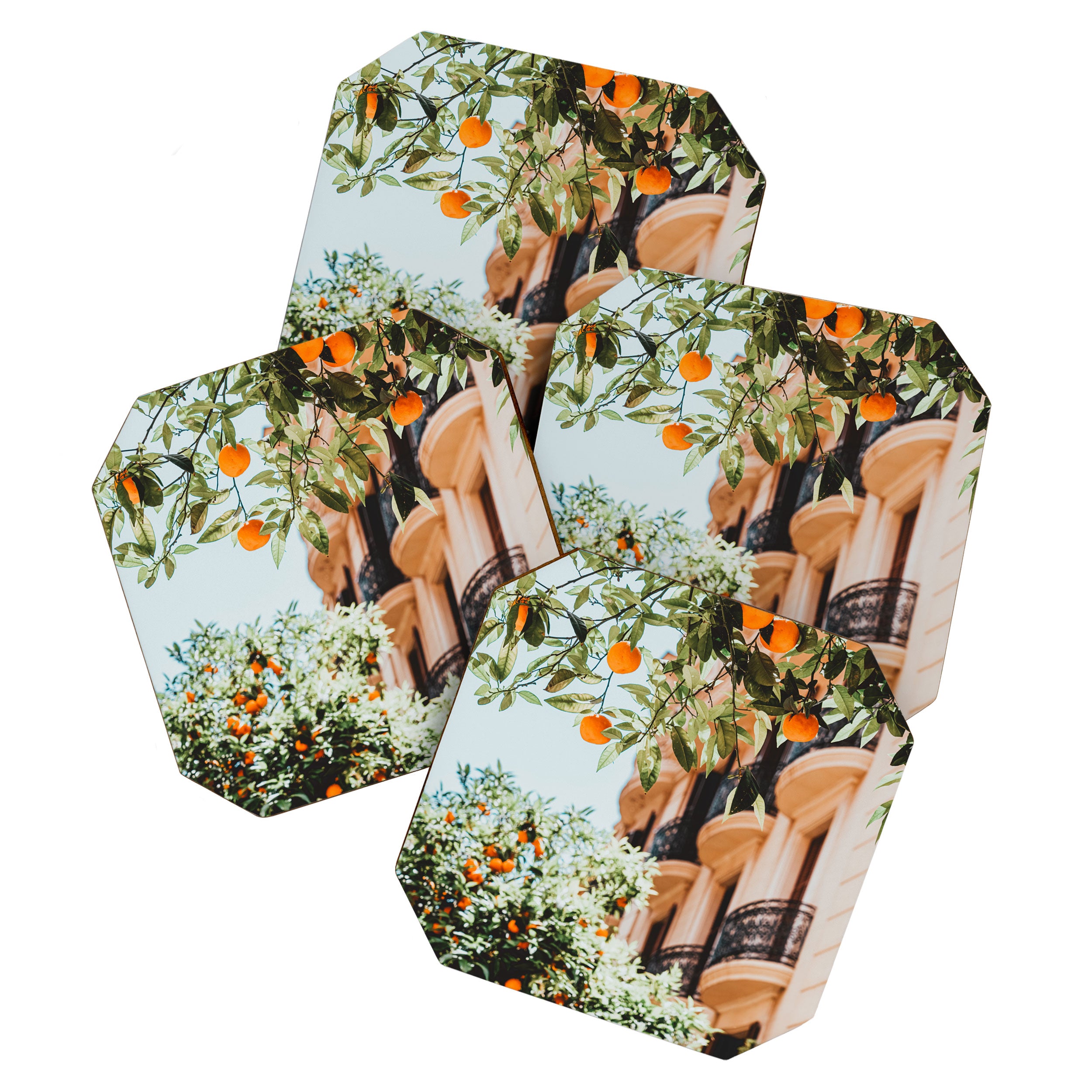 Orange Tree Fruits Print, Barcelona Spain Print, Orange Fruits Wall Art Print, Urban Photography, Tropical Summer Print Coaster Gallery Image 1