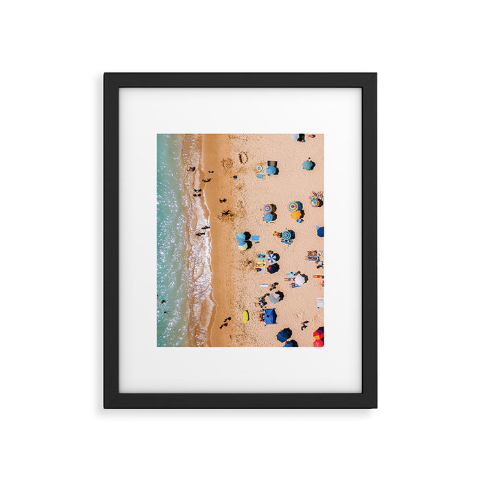 People On Algarve Beach In Portugal, Drone Photography, Aerial Photo, Ocean Wall Art Print Framed Art Print Gallery Image 1
