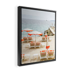 Southern France Beach Photography, Retro Beach Umbrellas, Monaco Beach Pastel Photography, Cote d'Azur France, French Riviera Print Framed Canvas Print Gallery Image 2