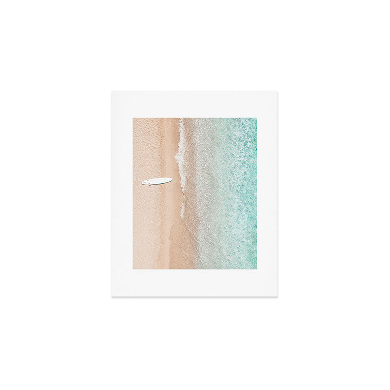 Surfer Print, Surfing Beach Print, Beach Print, Aerial Beach Surfboard Wall Art Print, Beach Photography, Summer Vibes, Minimalism Art Print Art Print Gallery Image 1