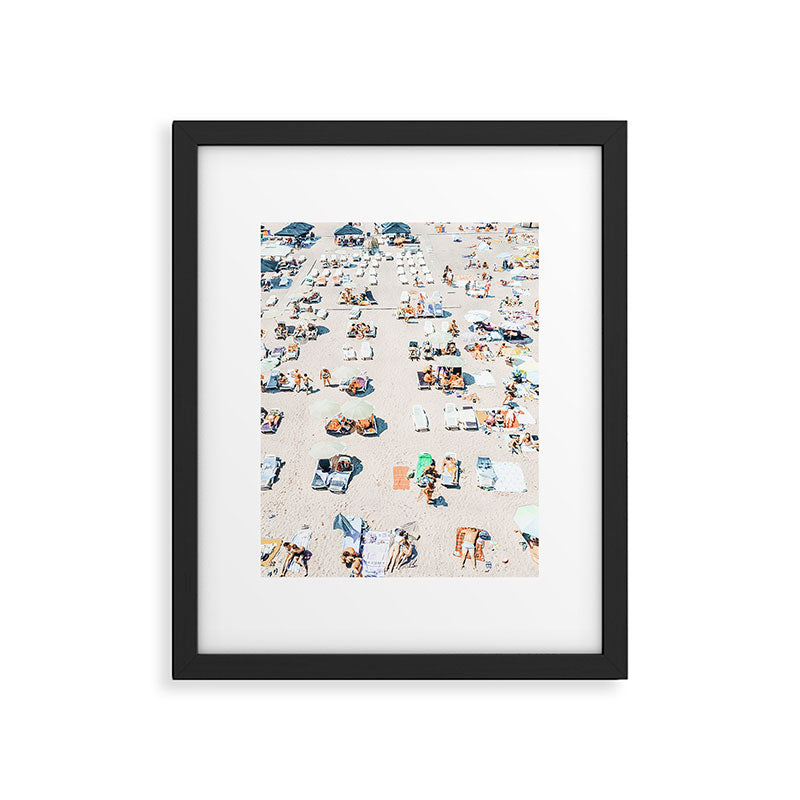 Vintage Beach Photography, Aerial Beach Print, Beach People, People On Beach, Beach Umbrellas Framed Art Print Gallery Image 5
