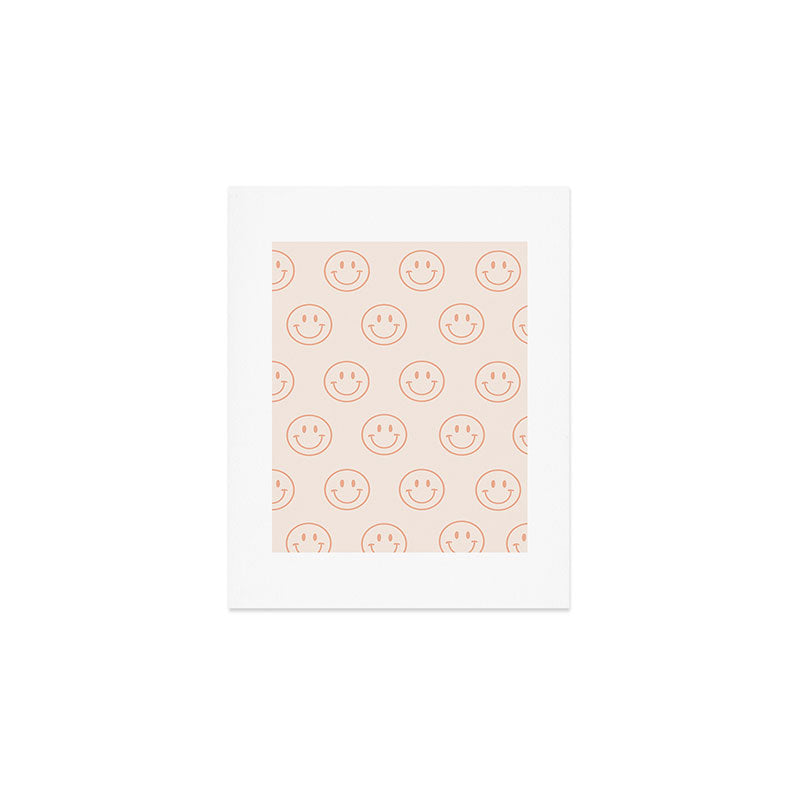 Beige/Peach Smiley Pattern Art Print Gallery Image 1
