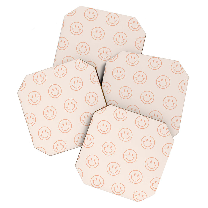 Beige/Peach Smiley Pattern Coaster Gallery Image 1
