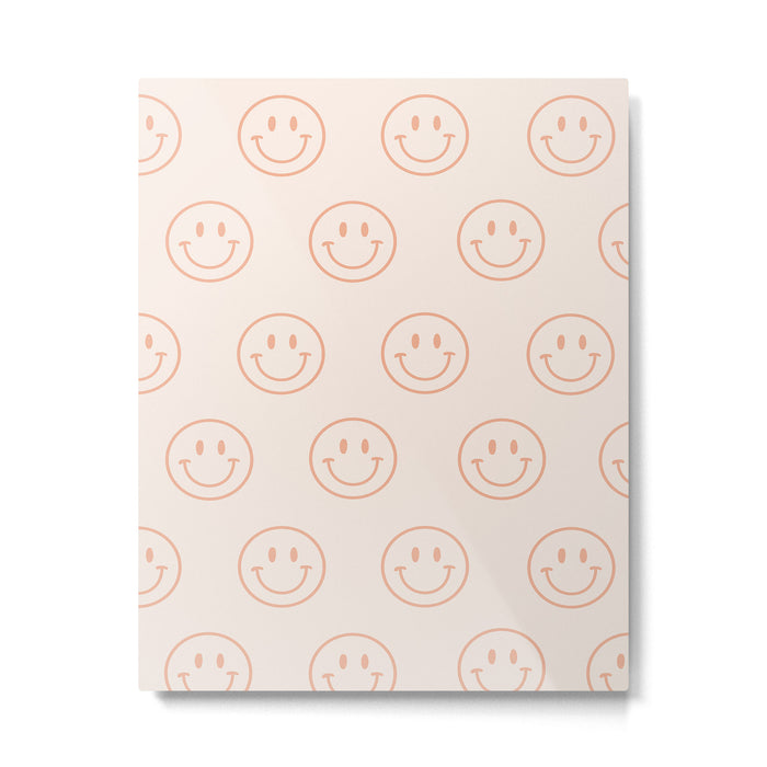 Beige/Peach Smiley Pattern Metal Print Gallery Image 1