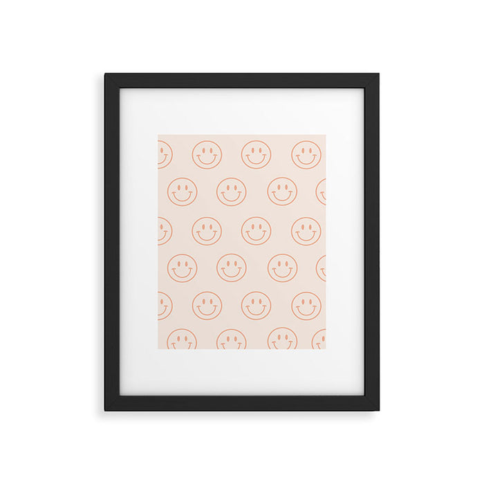 Beige/Peach Smiley Pattern Framed Art Print Gallery Image 1