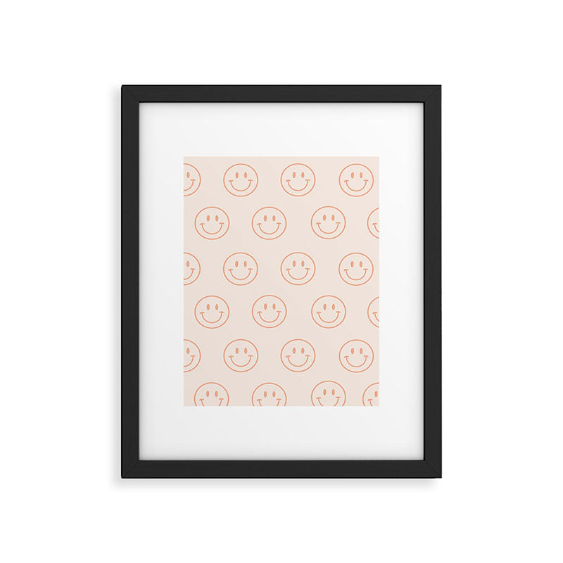 Beige/Peach Smiley Pattern Framed Art Print Gallery Image 6