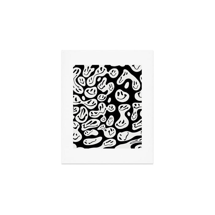 Black and White Dripping Smiley Art Print Gallery Image 1