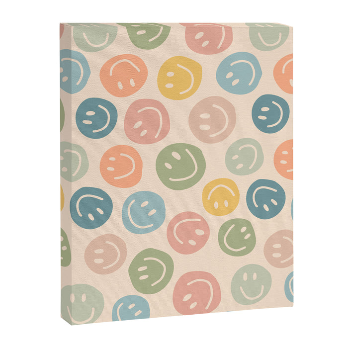 Colorful Smiley Faces Beige Pattern Canvas Print Gallery Image 1