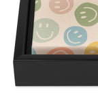 Colorful Smiley Faces Beige Pattern Framed Canvas Print Gallery Image 3
