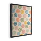 Colorful Smiley Faces Beige Pattern Framed Canvas Print Gallery Image 2