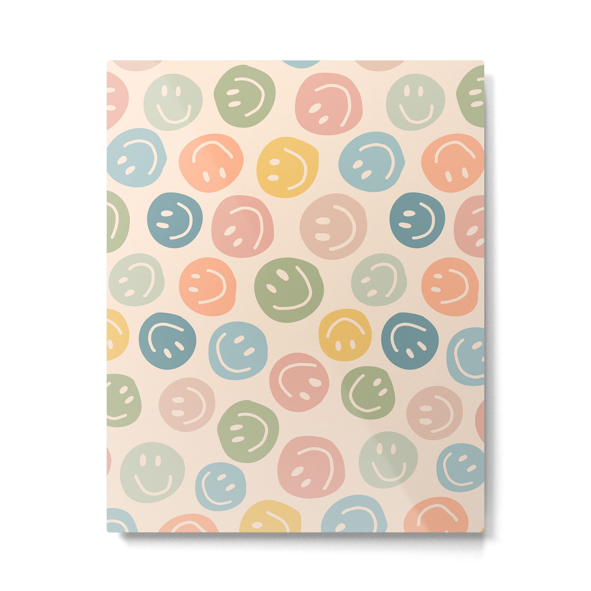 Colorful Smiley Faces Beige Pattern Metal Print Gallery Image 6