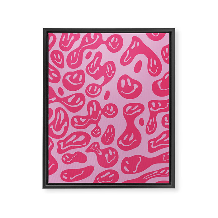 Hot Pink Dripping Smiley Framed Canvas Print Gallery Image 1