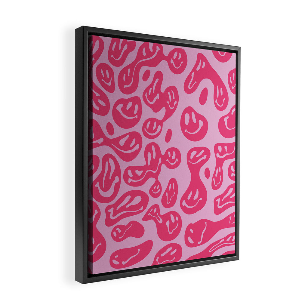 Hot Pink Dripping Smiley Framed Canvas Print Gallery Image 2