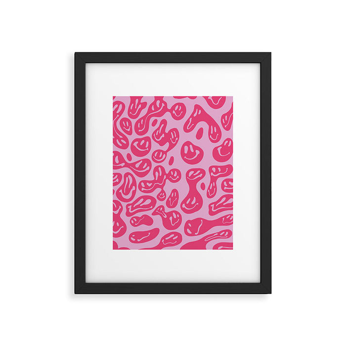 Hot Pink Dripping Smiley Framed Art Print Gallery Image 1