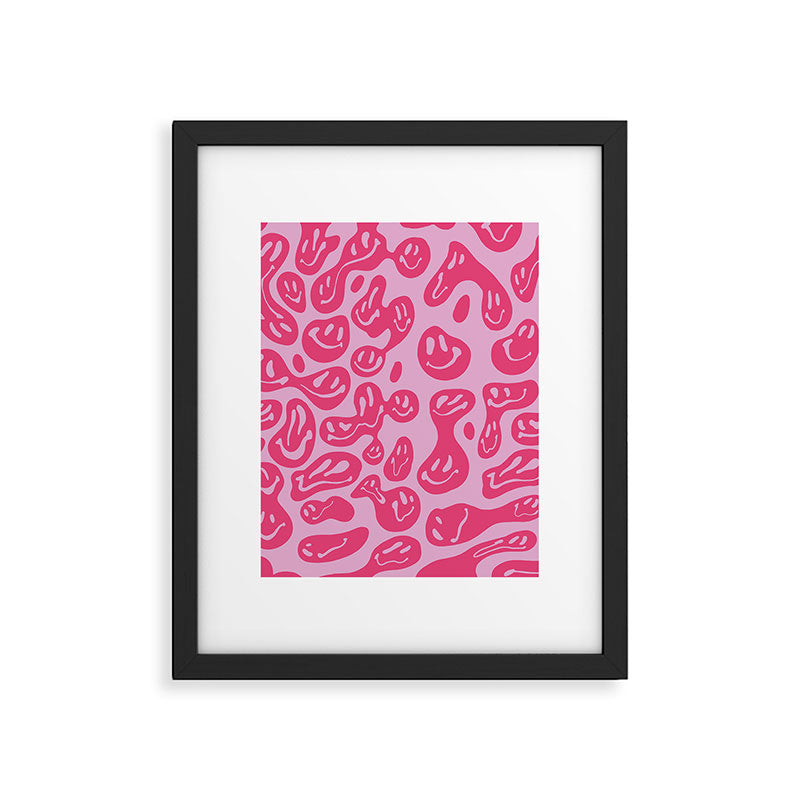 Hot Pink Dripping Smiley Framed Art Print Gallery Image 6